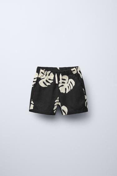 BERMUDASHORTS MIT BLATTMUSTER - Schwarz / Cremefarben von Zara - Bild 0