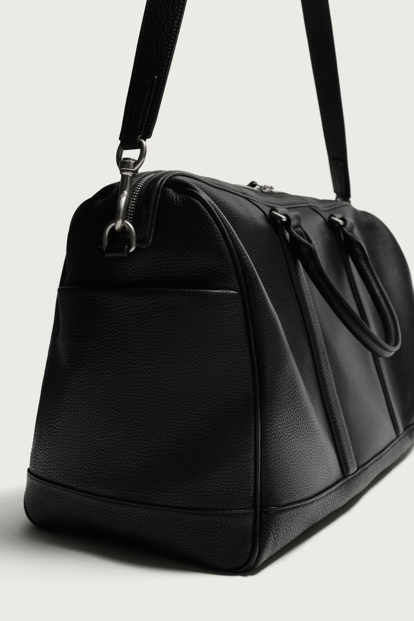 Мужская сумка Zara Leather Travel, цвет: Чёрный — фото 7