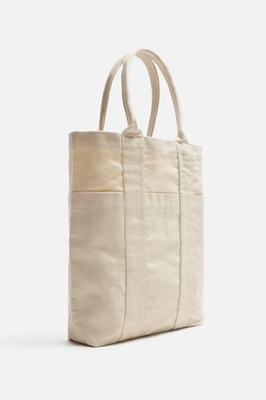 SAC SHOPPER EN TISSU - Blanc écru de Zara - Image 1