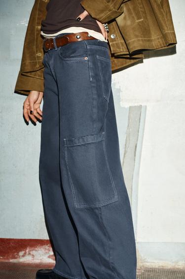 JEAN TRF BAGGY BALLOON POCHES - Bleu encre de Zara - Image 1