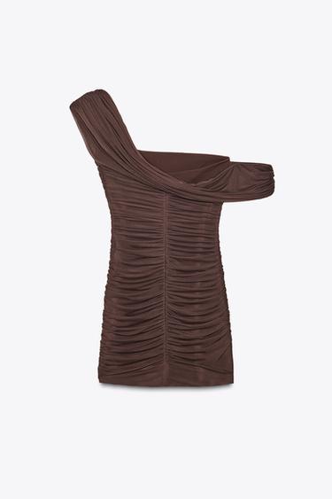 ASYMMETRIC SHORT DRESS WITH MATCHING DETAIL - Chocolate by Zara - Image 7
