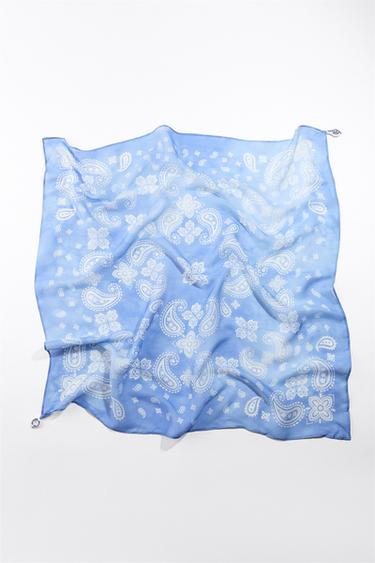 Zara MODAL SCARF WITH CERAMIC PIECES - Blue