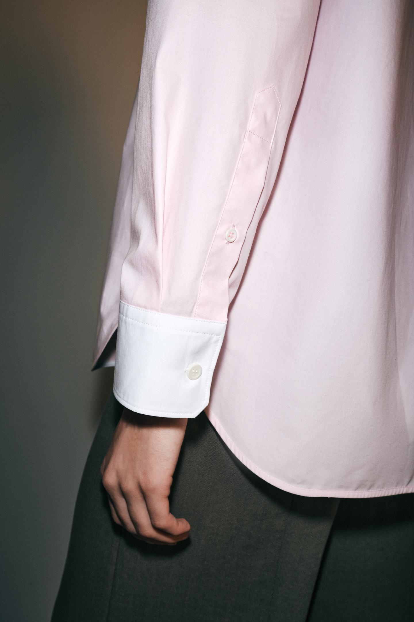 Женская рубашка Zara ZW Collection Double Collar, цвет: Меловой розовый — фото 3