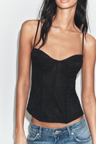 TOP STYLE CORSET EN DENTELLE - Noir de Zara - Image 1