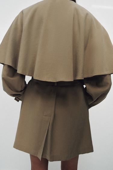 ZW COLLECTION SHORT FLOWING TRENCH COAT - Dark beige by Zara - Image 2