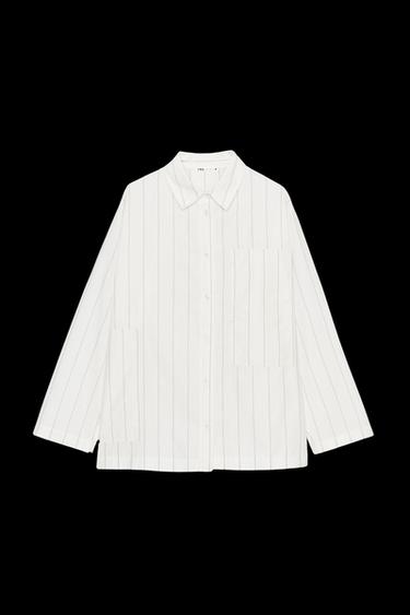 CAMISA PIJAMERA RAYAS - Crudo / Beige de Zara - Imagen 0