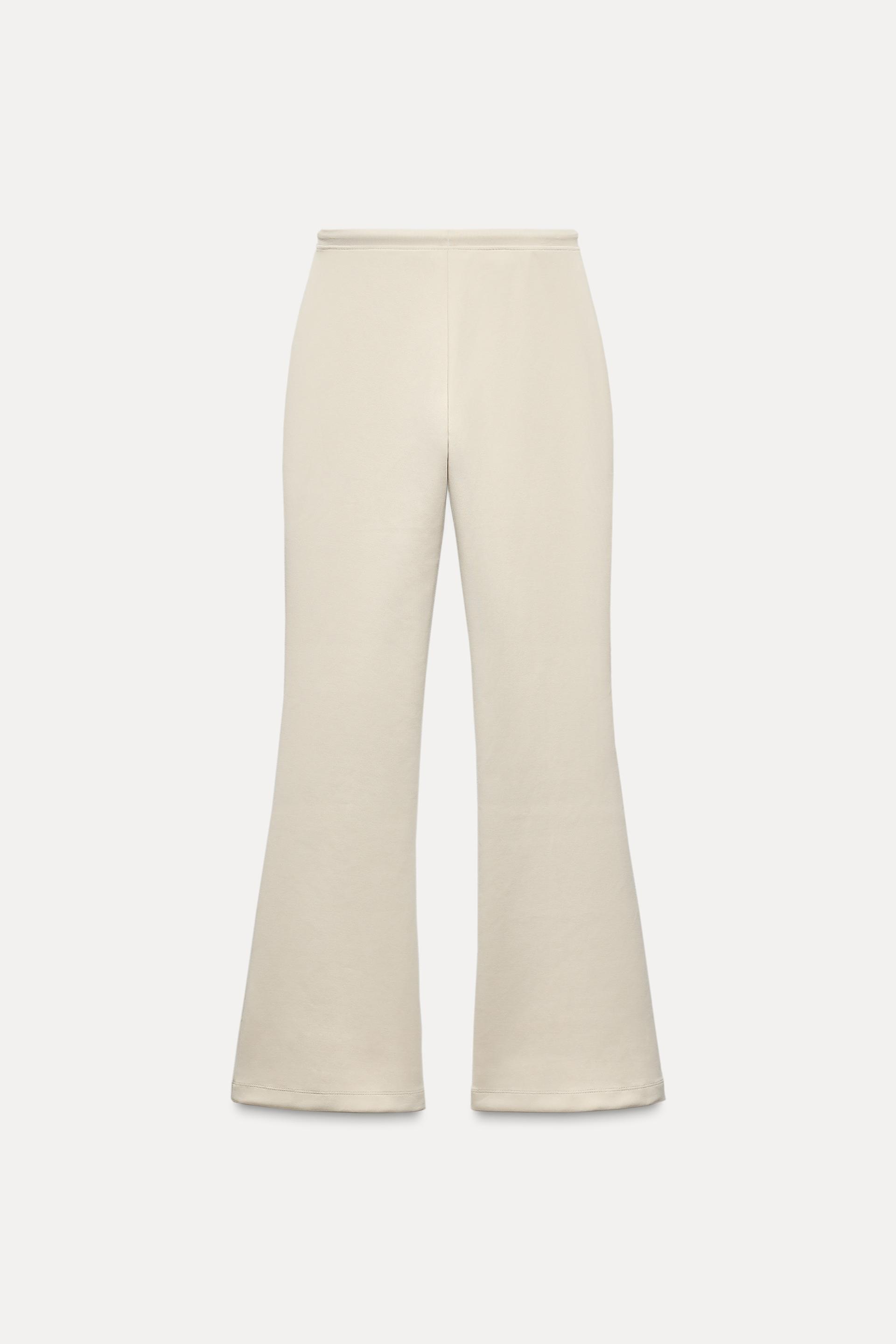 FLARE INTERLOCK PANTS WITH SEAMS - Ecru | ZARA United States
