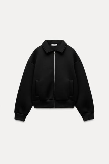 CAZADORA BOMBER EFECTO SCUBA - Negro de Zara