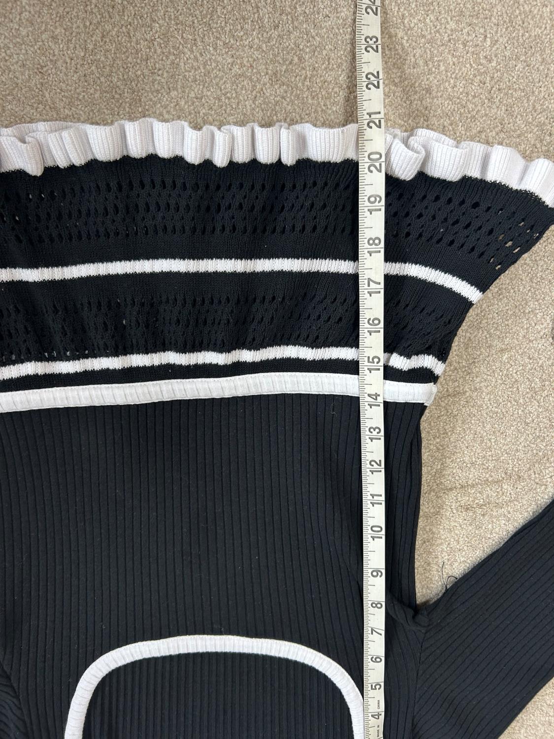 ZARA BLACK  WHITE RIBBED TOP - Image 6