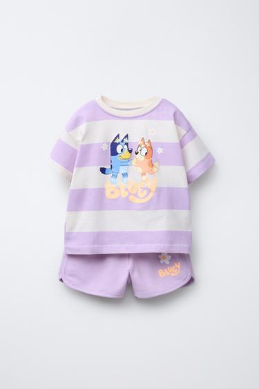 BLUEY © LUDO STUDIO STRIPE JOGGERS AND T-SHIRT SET - Mauve by Zara