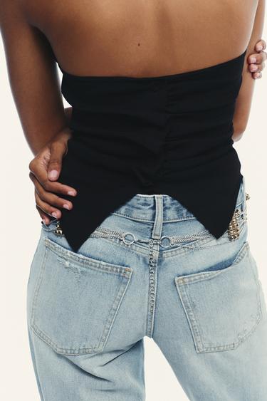 GATHERED KNIT HALTER TOP - Black by Zara - Image 3