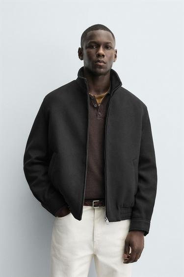 WOOL BLEND ZIP-UP JACKET - Black by Zara