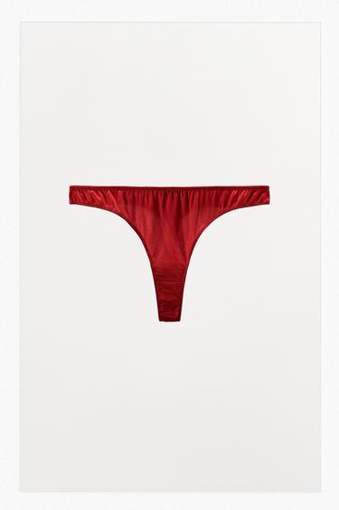 TEXTURED SILK THONG - Red by Zara
