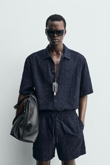 TEXTURED JACQUARD SHIRT - Navy blue by Zara
