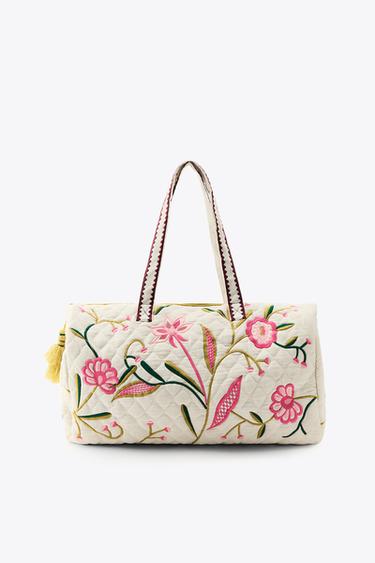 BOLSA ACOLCHOADA BORDADOS CONTRASTE - Cru da Zara