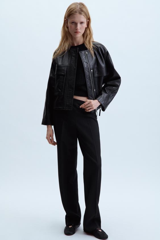 ZW COLLECTION STRAIGHT-FIT TROUSERS - Black | ZARA Australia