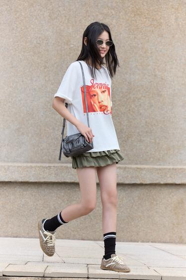 RUFFLED FOLD-OVER WAIST SKORT - Khaki by Zara