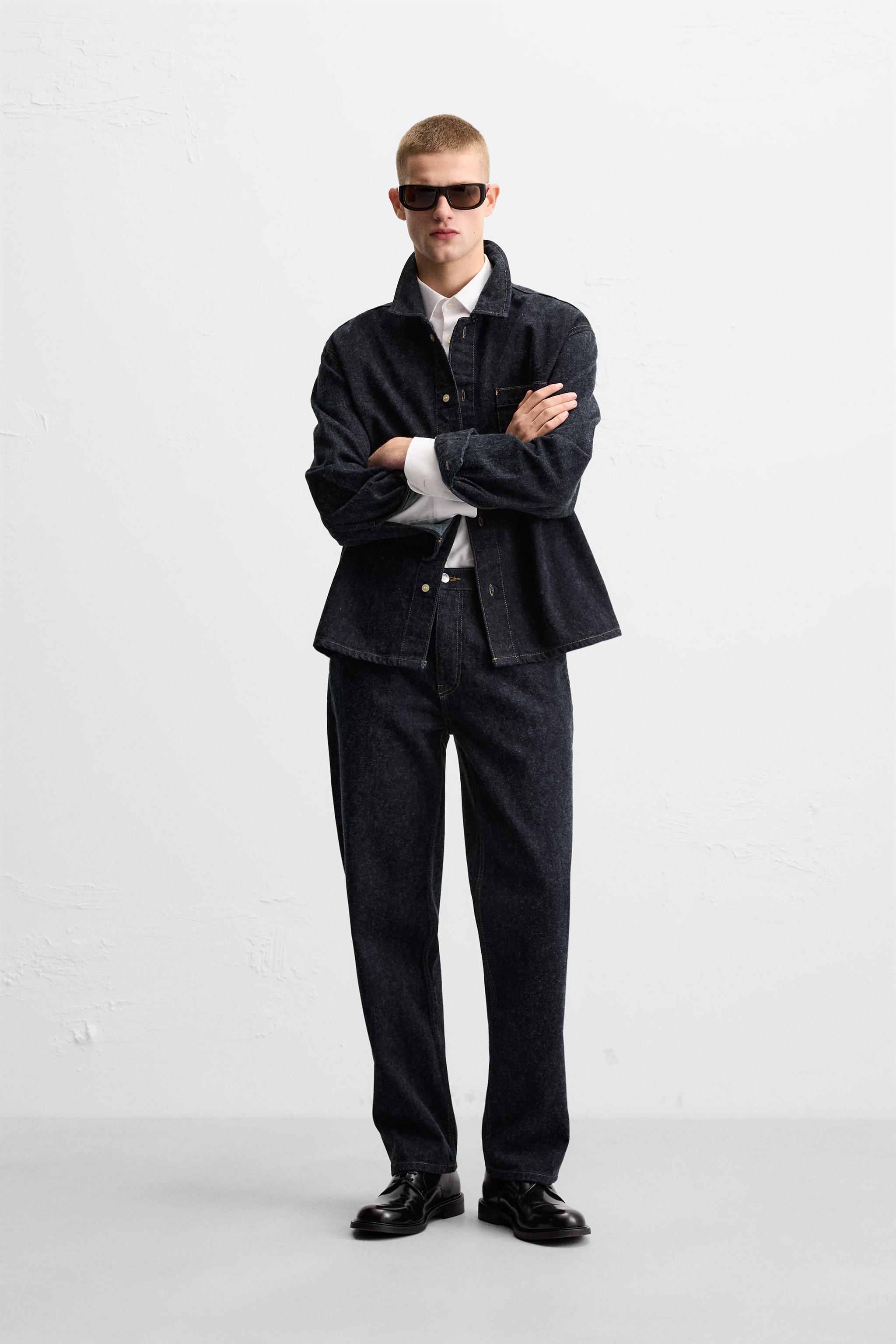起毛加工ストレートフィットデニムパンツ - ブルー | ZARA Japan / 日本