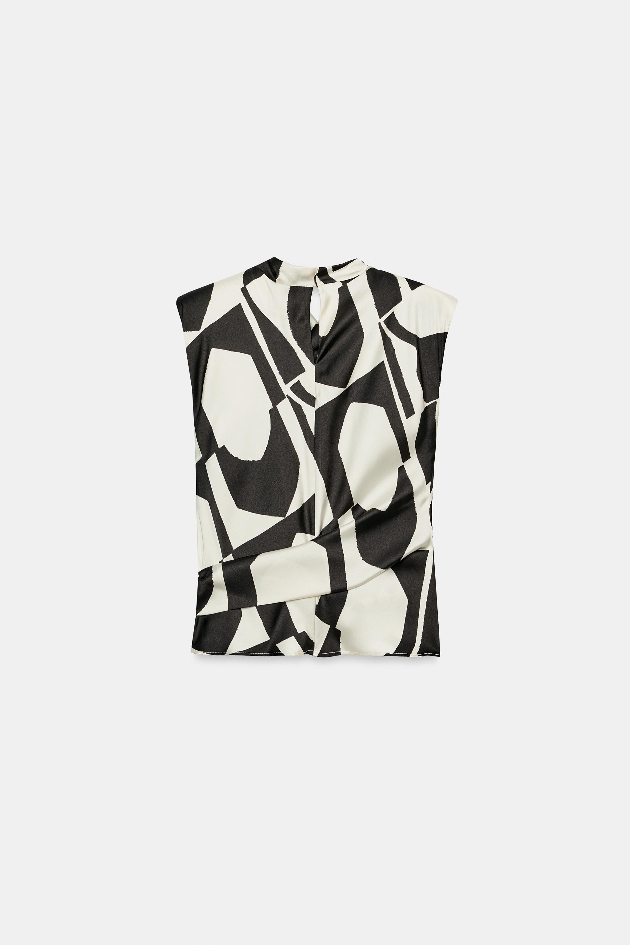Женские рубашки Zara GEOMETRIC PRINT SHOULDER PAD TOP — фото 8