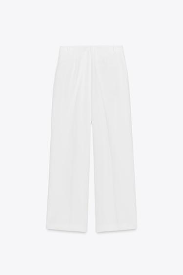 WIDE-LEG TROUSERS WITH DARTS - Oyster-white by Zara - Image 7