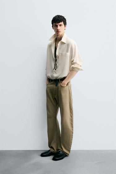 RELAXED FIT FLOWING SHIRT - Ecru by Zara - Image 3
