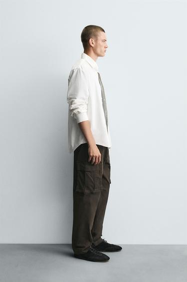 RELAXED FIT CARGO TROUSERS - Brown by Zara - Image 3