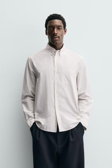 Zara PLAID POCKET SHIRT - Yellow