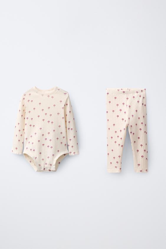 VIRÁGMINTÁS BODY ÉS LEGGINGS CSOMAG – Pasztellrózsaszín a ZARA-tól – 0 kép