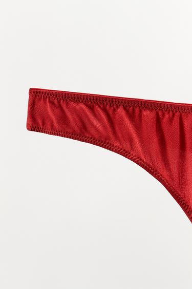 TANGA MIT SEIDENSTRUKTUR - Rot von Zara