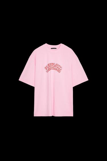 Zara WASHED EFFECT PRINTED T-SHIRT - Pink - Image 0