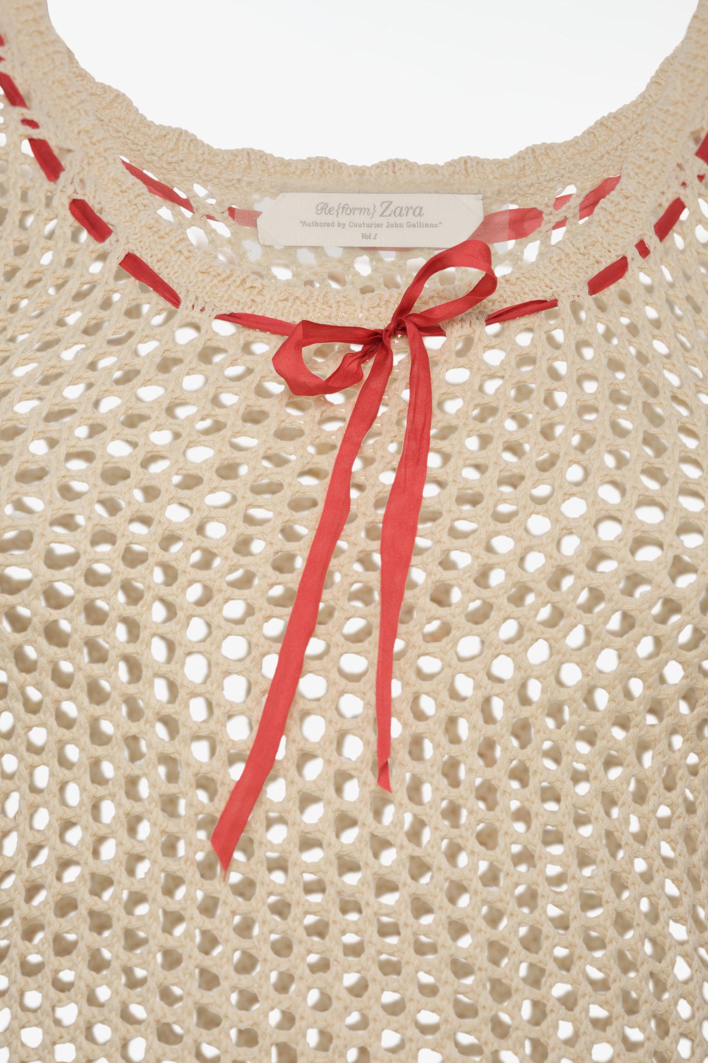 Мужской топ Zara Limited Edition Bow Knit Tank Top, цвет: Экрю — фото 3