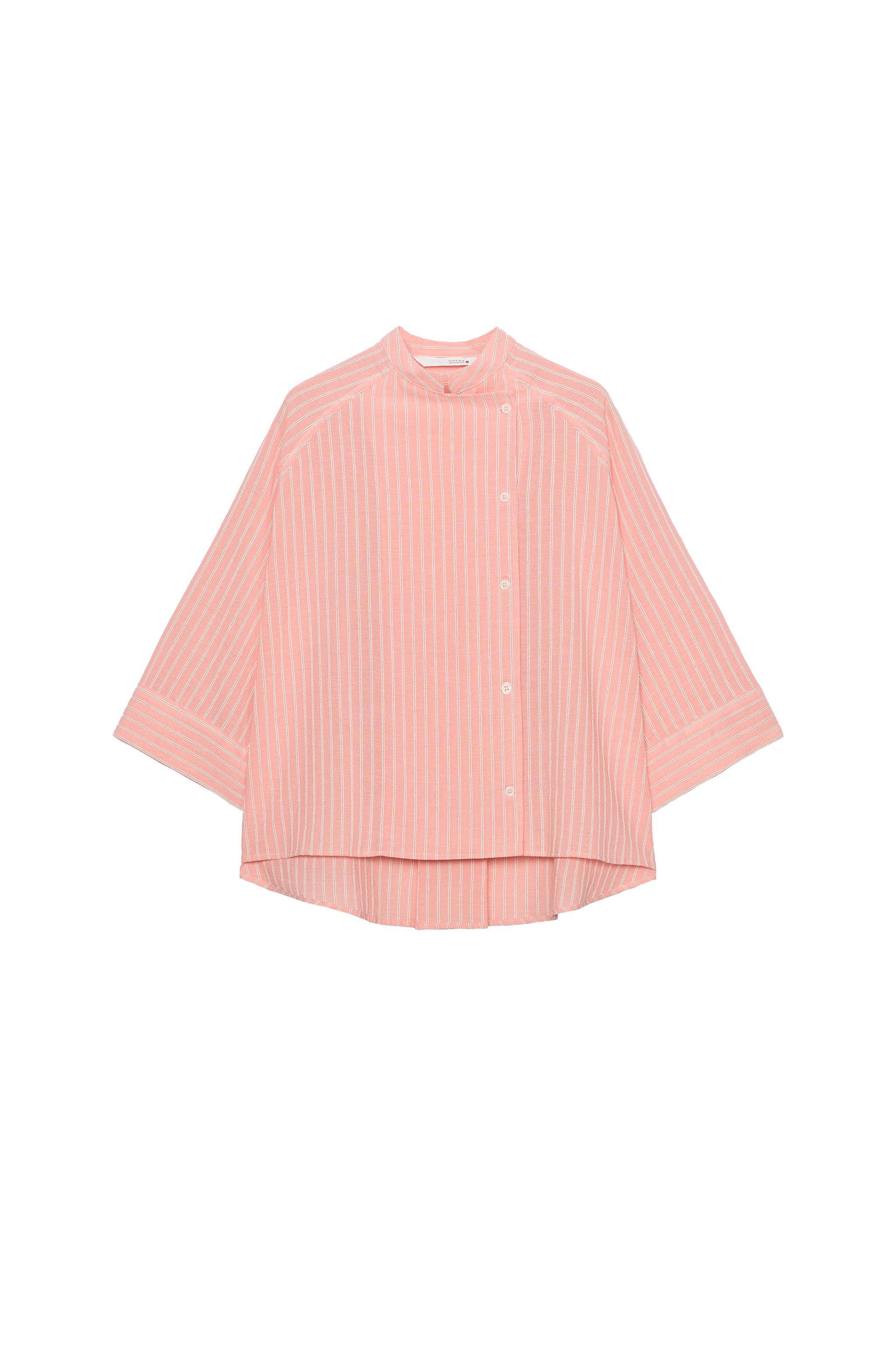 ZW COLLECTION ASYMMETRIC STRIPED SHIRT - Salmon | ZARA United States