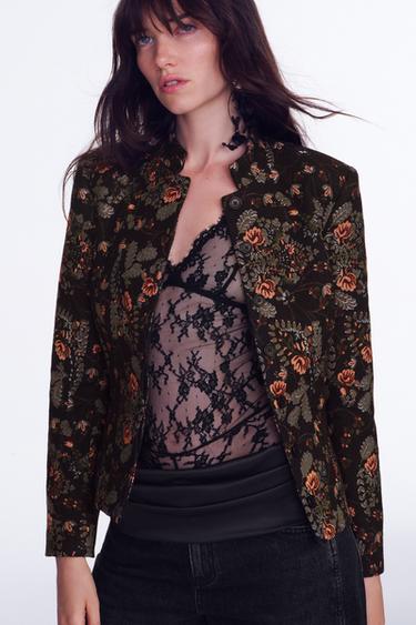 Zara LACE STRAPPY BODYSUIT - Black