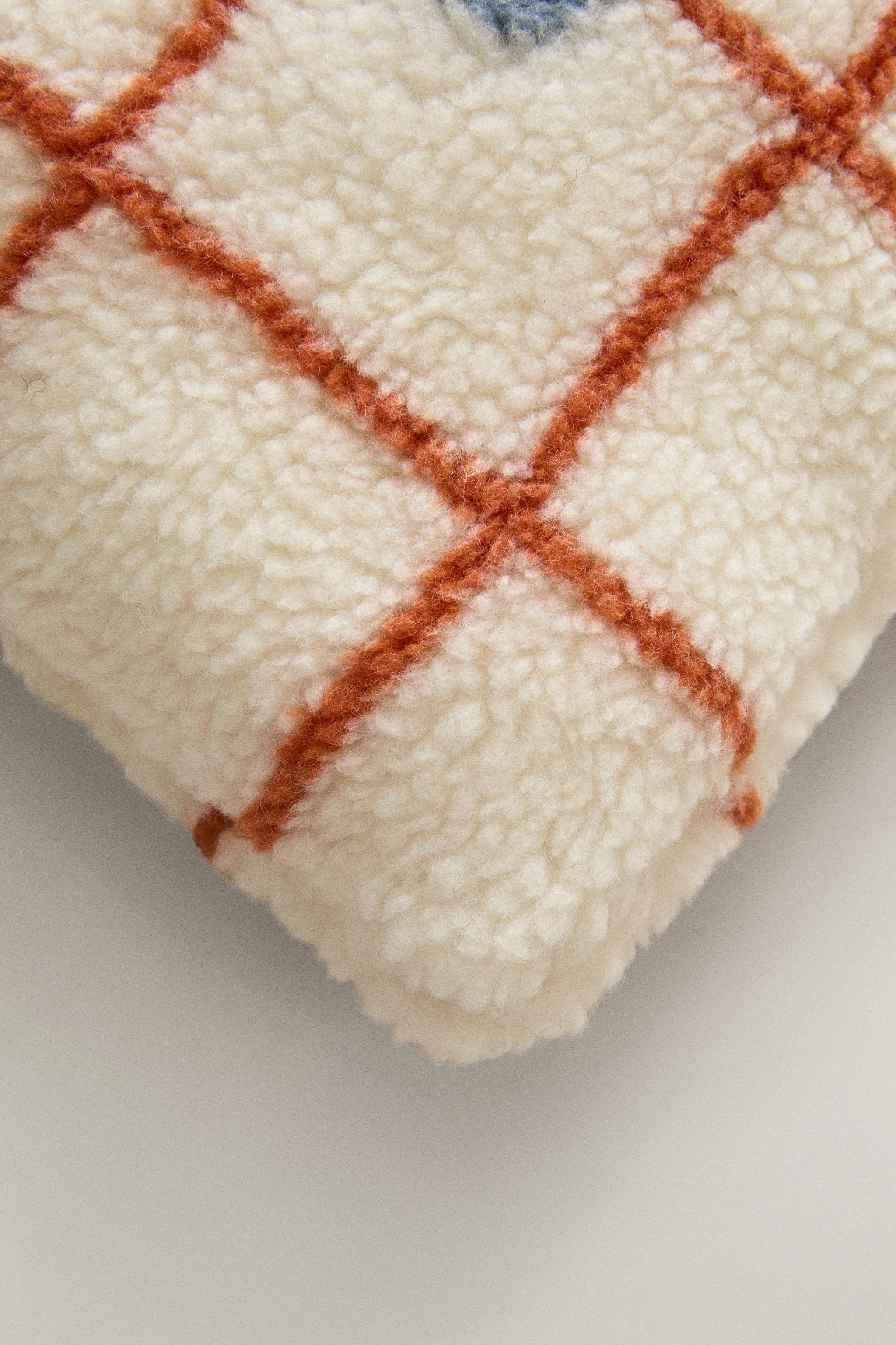 CHILDREN'S FAUX SHEARLING CUSHION WITH D — Orange