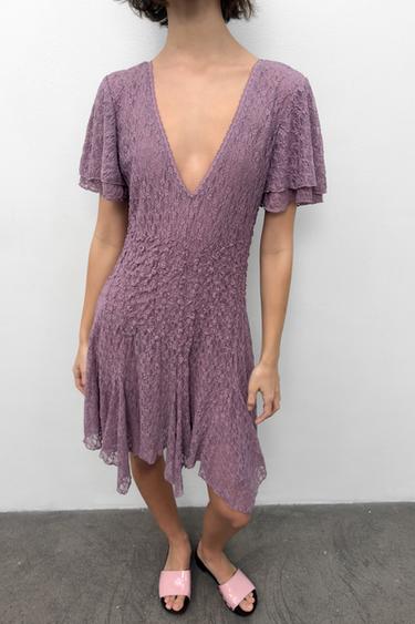 Zara RUFFLED LACE DRESS - Lilac