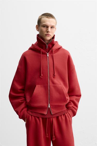 HEAVY WEIGHT LIMITED EDITION 지퍼 스웨트셔츠 - Zara 레드