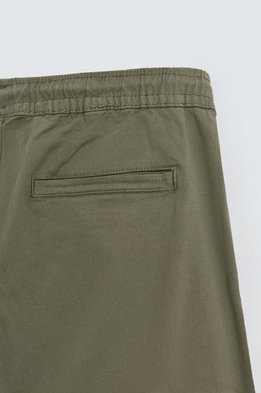 Zara SLIM FIT CARGO PANTS - Khaki