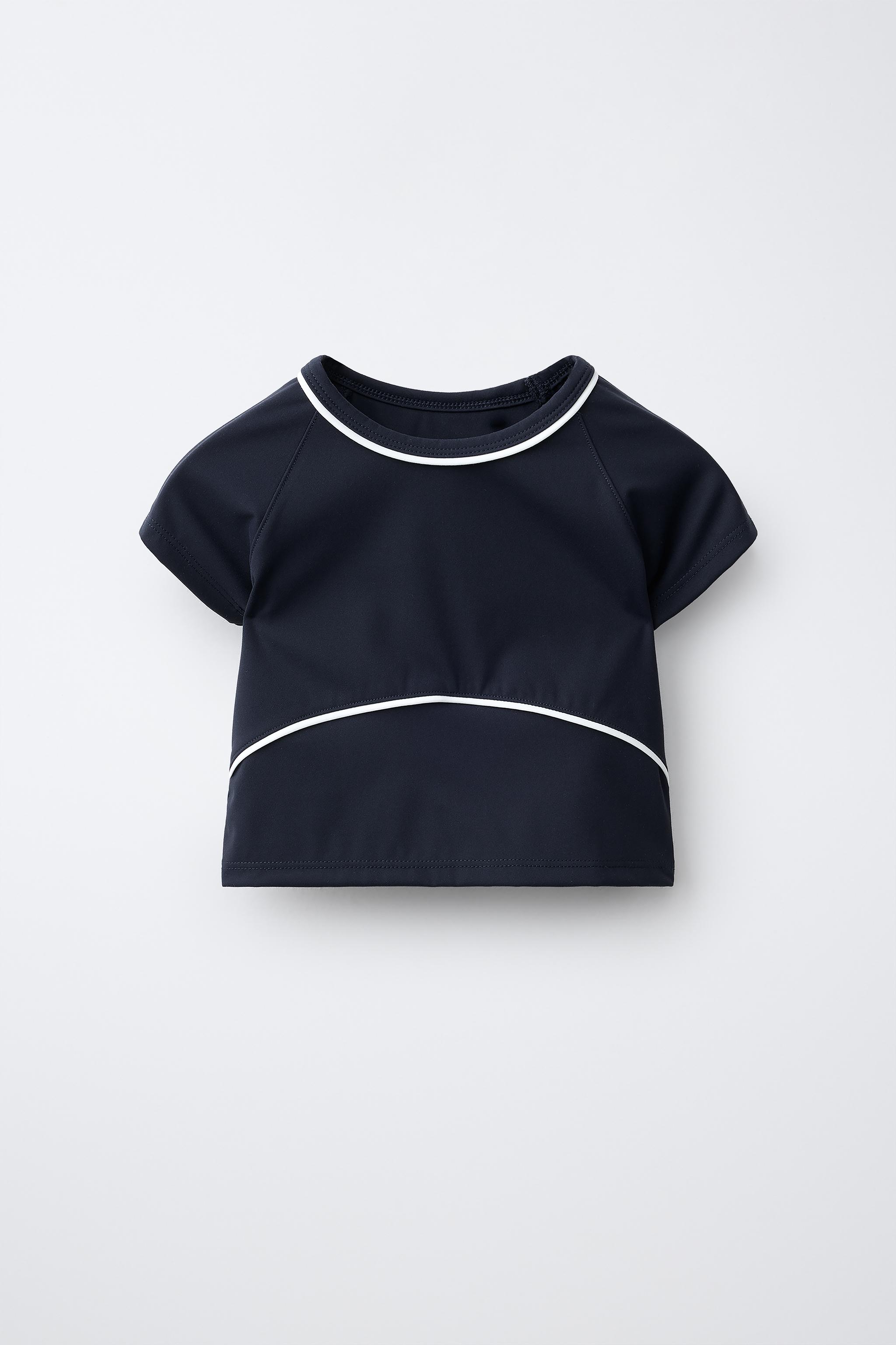 SPORTY CONTRAST PIPING T-SHIRT — Ink blue