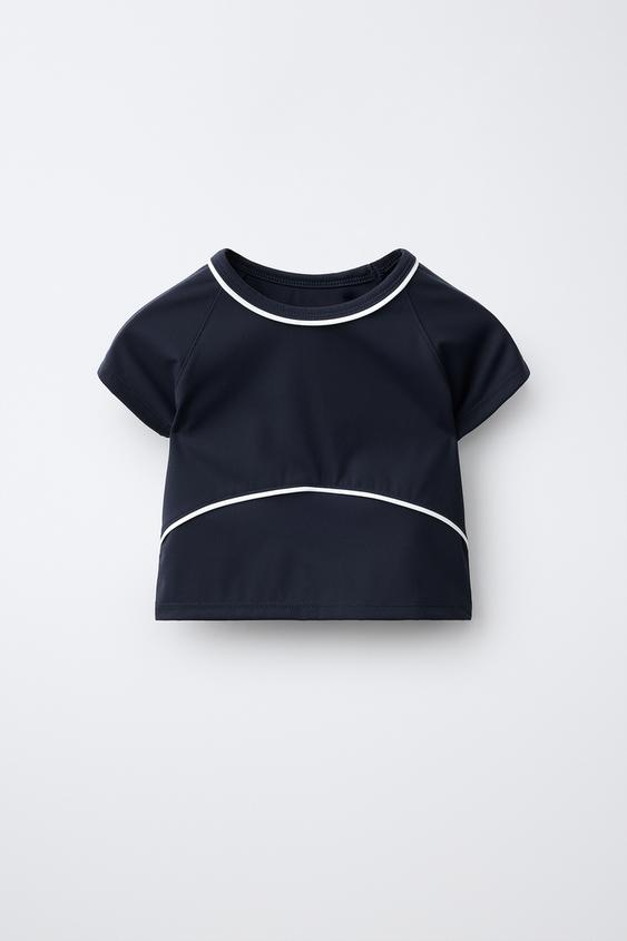 SPORTY CONTRAST PIPING T-SHIRT - Ink blue de Zara - Imagen 0