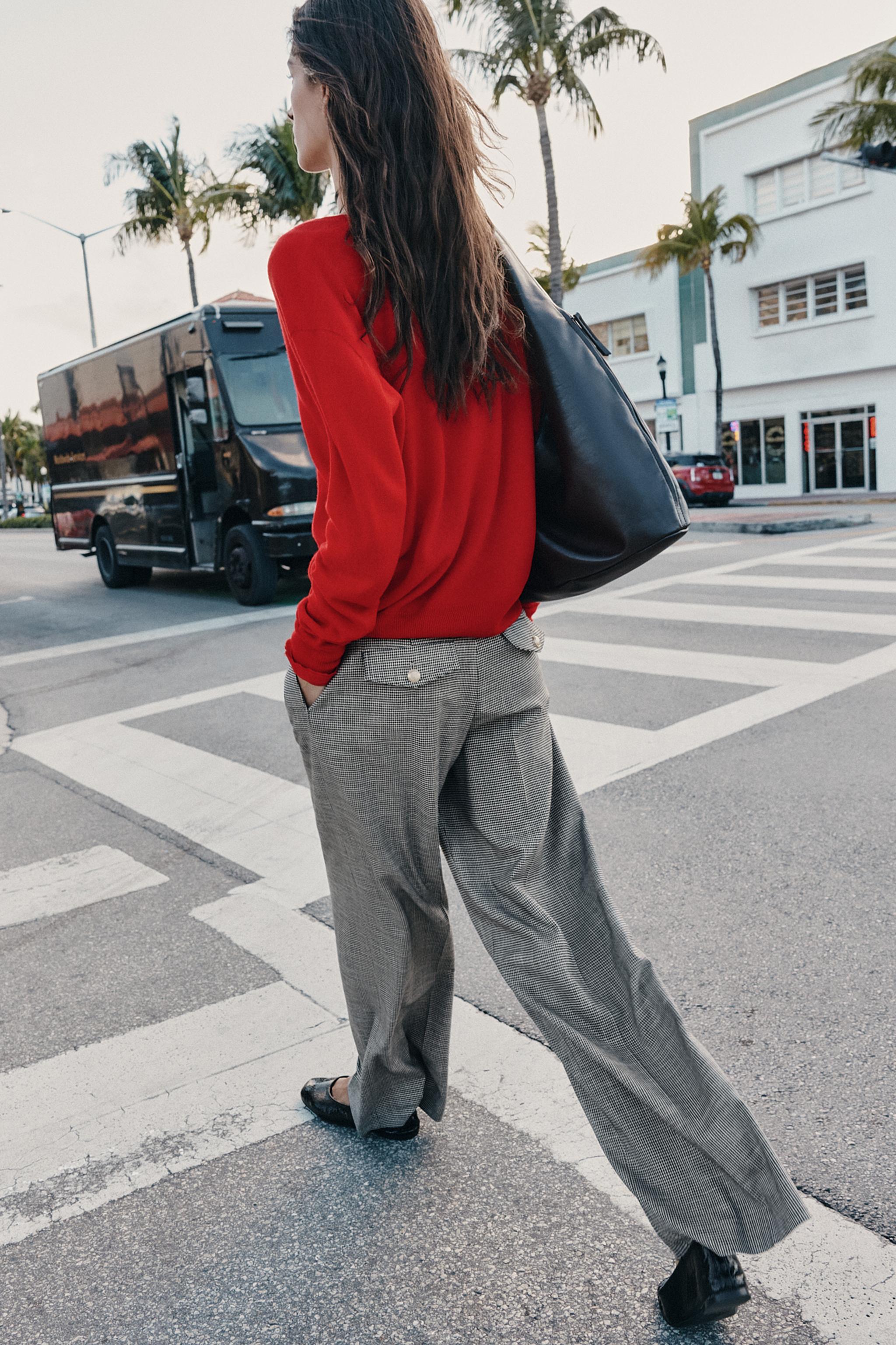 HOUNDSTOOTH WIDE LEG PANTS