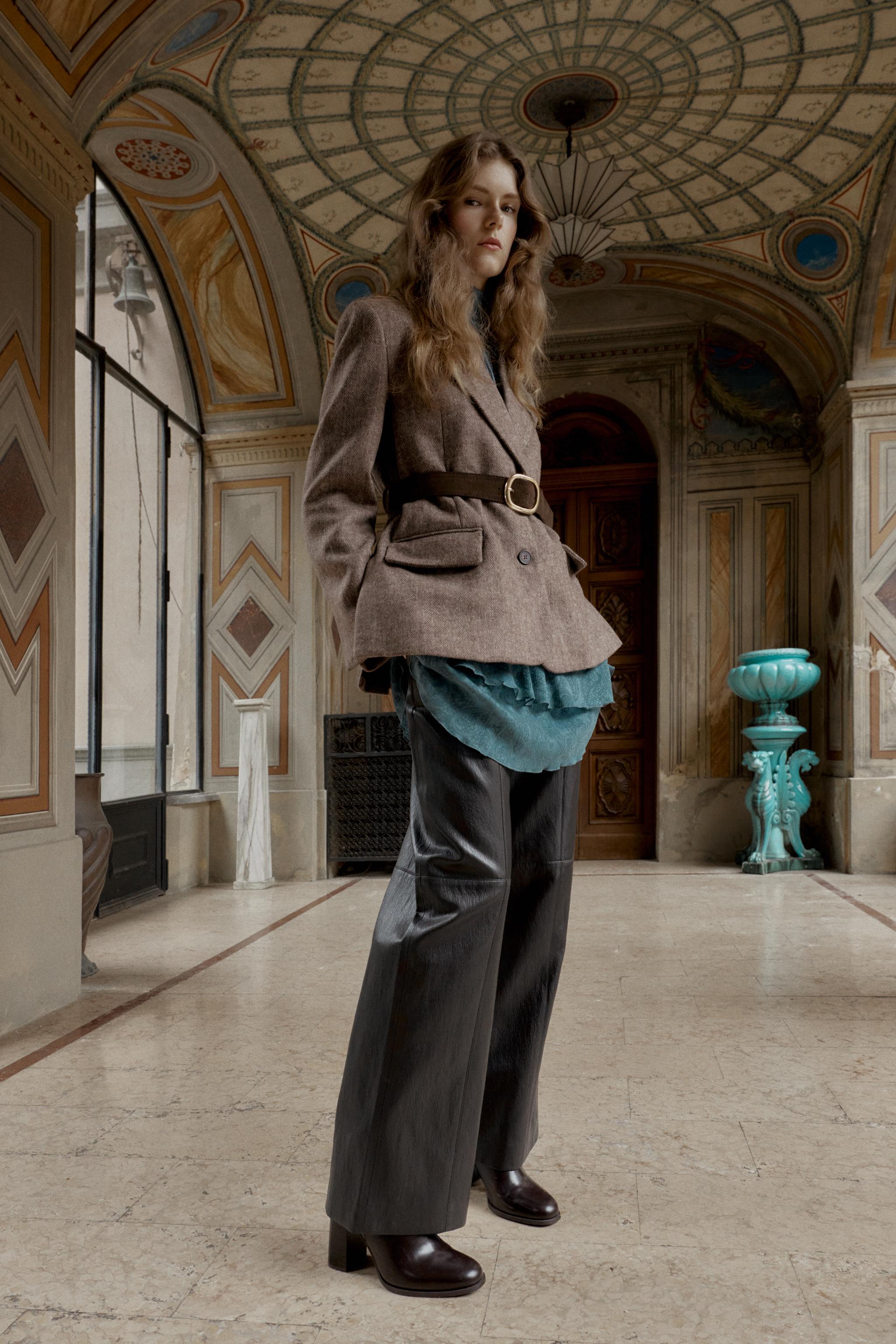 ヘリンボーンベルトブレザー - ゴールデンブラウン | ZARA Japan / 日本