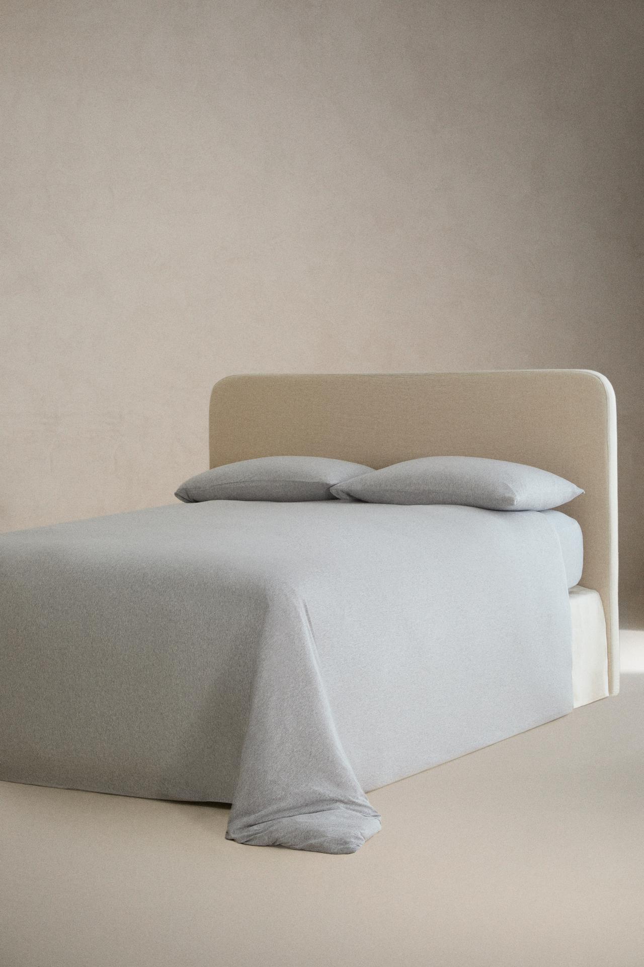 COTTON JERSEY FITTED SHEET — Gray