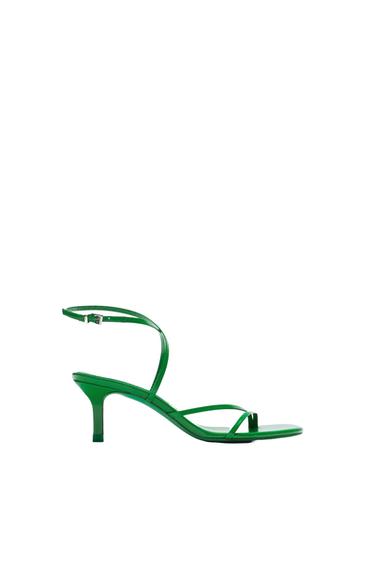 HEELED LEATHER SANDALS WITH THIN STRAPS