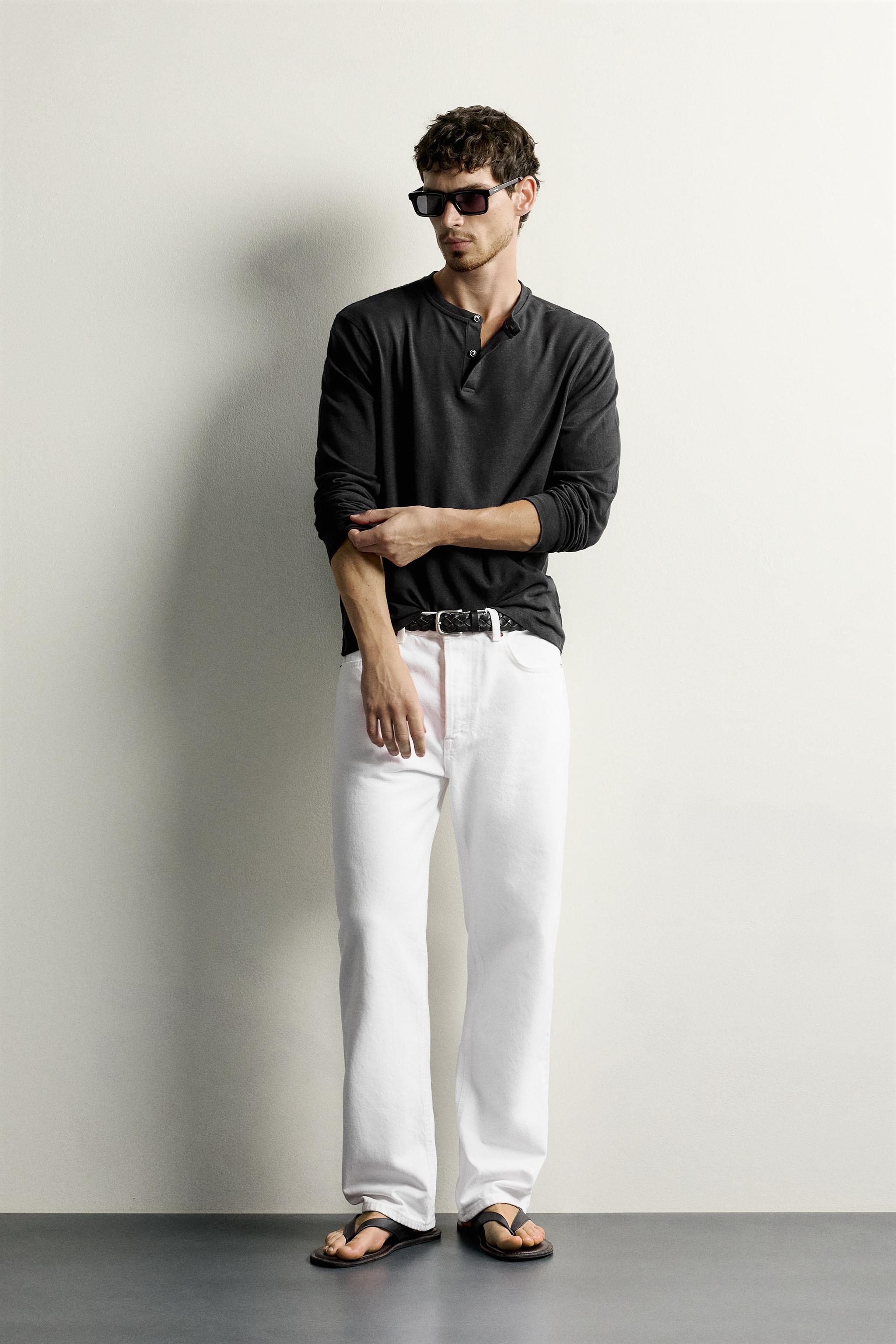 LINEN-COTTON HENLEY T-SHIRT