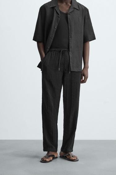TEKSTUROIDUT RELAXED FIT -MALLISET HOUSUT - Black Zaralta