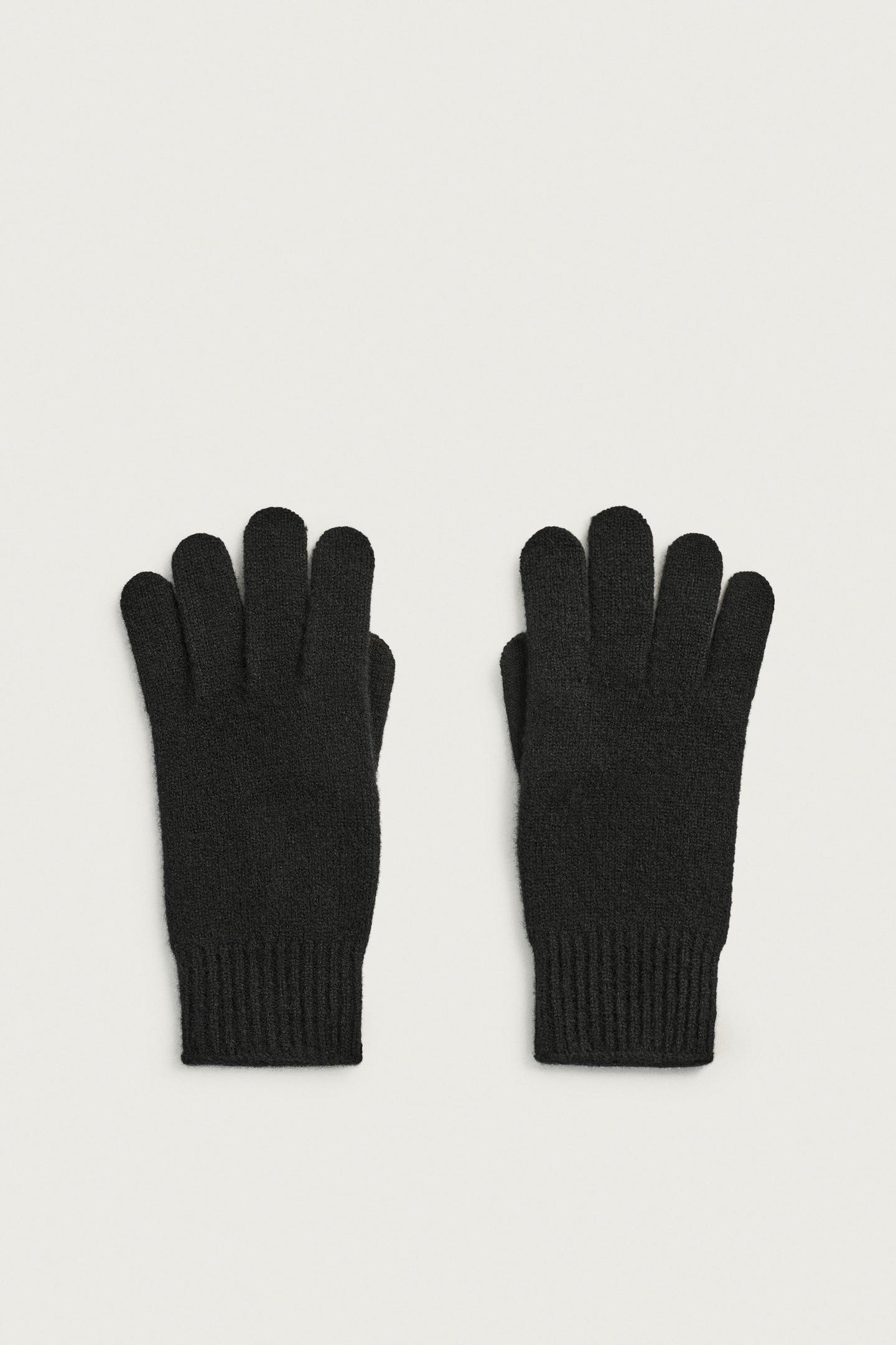 Мужские перчатки Zara 100% Wool Knit Gloves, цвет: Чёрный — фото 2
