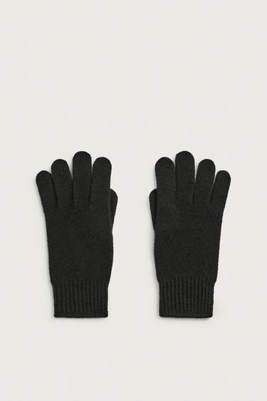 100% WOOL KNIT GLOVES — Black 1