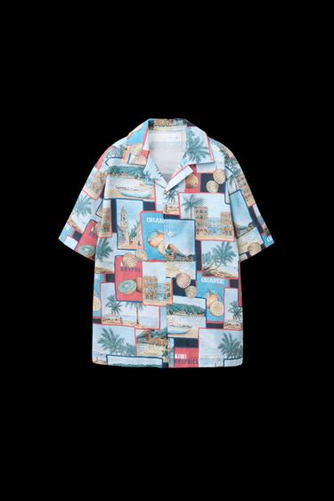 Zara PHOTOGRAPHIC PRINT SHIRT - Blue - Image 0