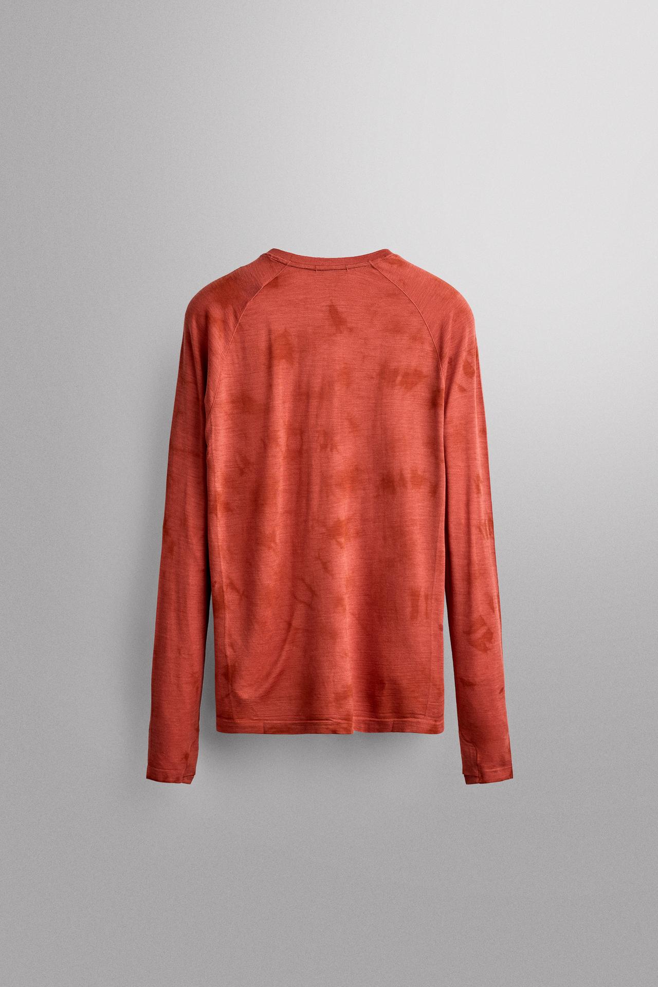 WOOL BLEND TIE DYE TECHNICAL T-SHIRT — Reddish