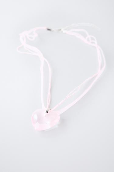 COLLIER LACET ORGANZA CŒUR - Rose de Zara - Image 1